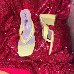So Me Women's Yellow Heeled Sandals